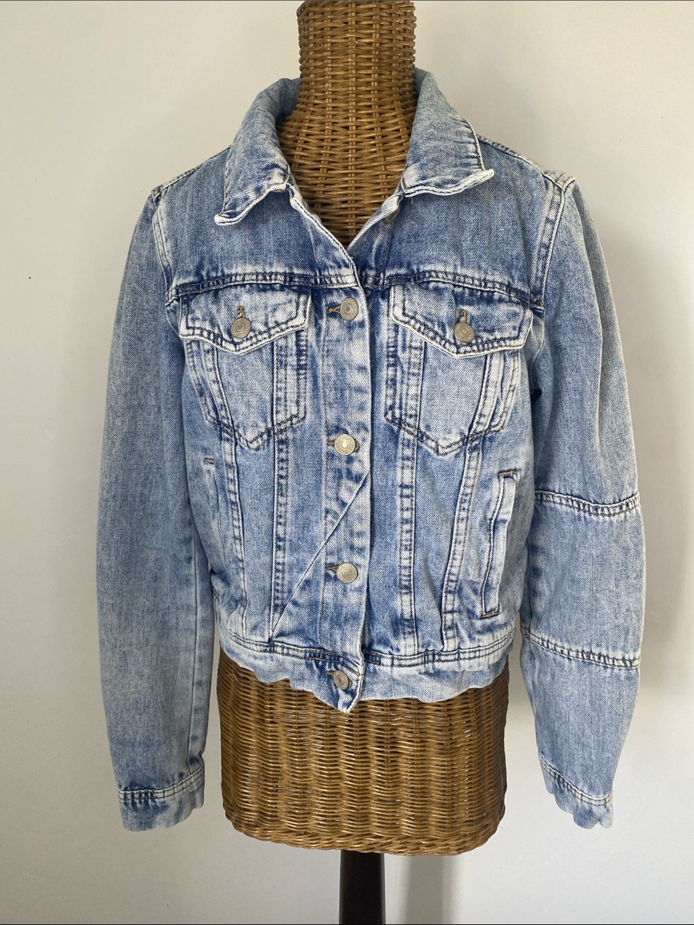 Free People Light Blue Washed Denim Jacket